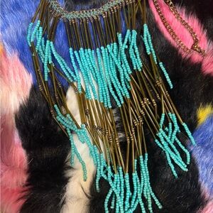 Turquoise and Bronze Beaded Necklace
